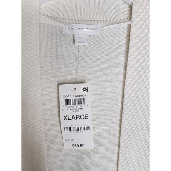 Charter Club Cardigan Sweater XL Ivory Open Front‎ Pockets Minimalist Neutral - Picture 3 of 4